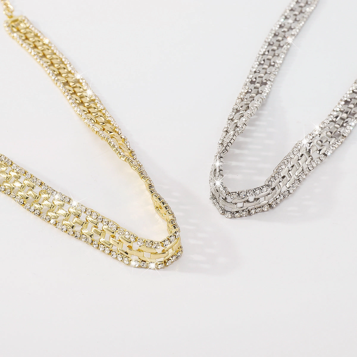 Wholesale Rhinestone Claw Chain Vintage Row Diamond Necklace