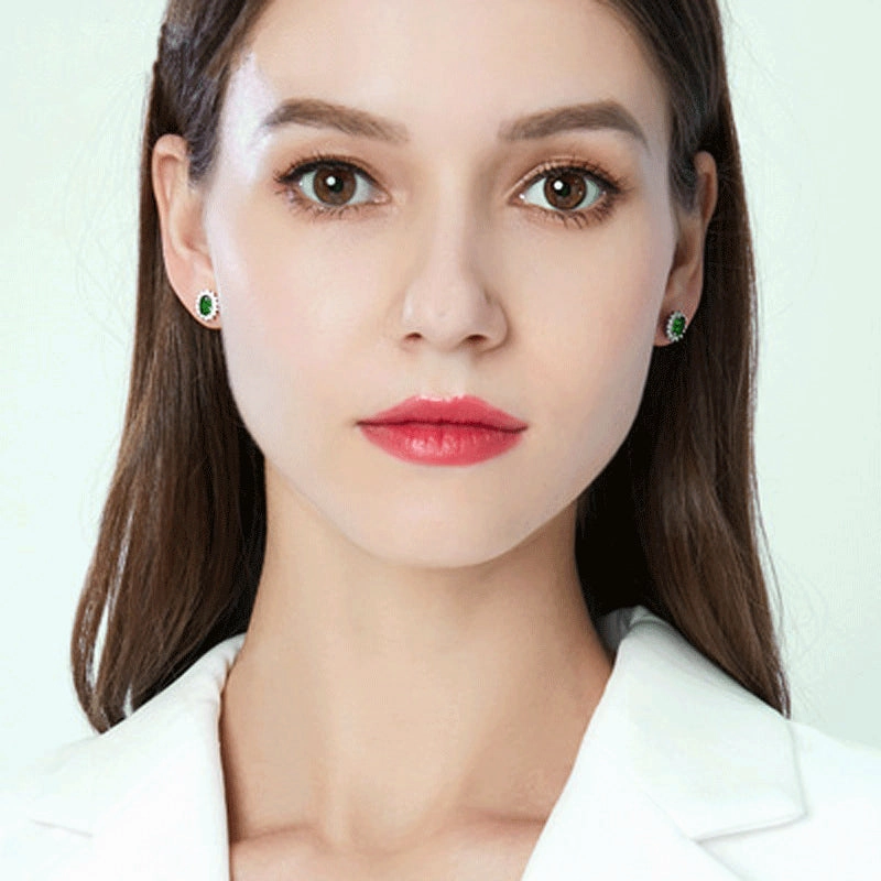 Wholesale Rhinestone Emerald Gemstone Alloy Earrings Jewelry Set