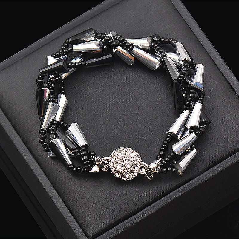 Wholesale Rhinestone Magnetic Clasp Multicolor Bar Crystal Beads Bracelet Necklace