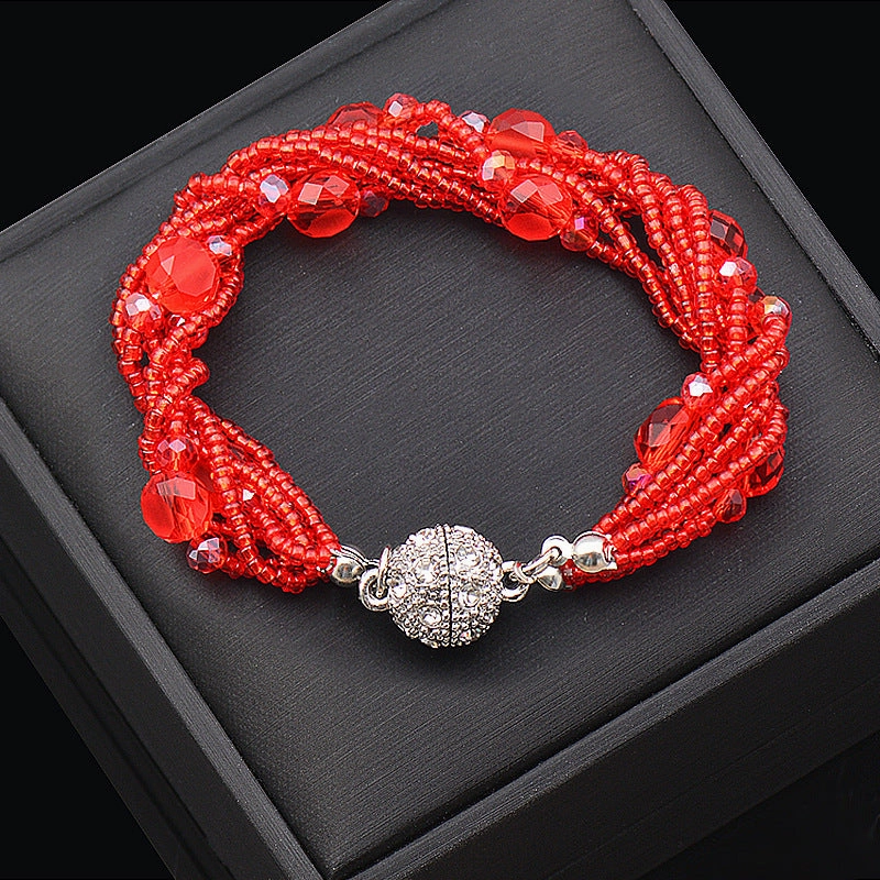 Wholesale Rhinestone Magnetic Clasp Multicolor Crystal Beads Bracelet Necklace