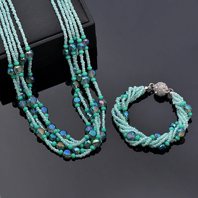 Wholesale Rhinestone Magnetic Clasp Multicolor Crystal Beads Bracelet Necklace