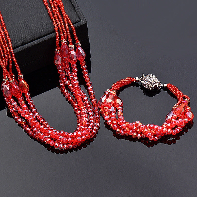 Wholesale Rhinestone Magnetic Clasp Teardrop-shaped Crystal Bracelet Necklace