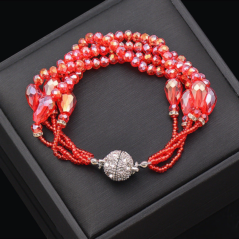 Wholesale Rhinestone Magnetic Clasp Teardrop-shaped Crystal Bracelet Necklace