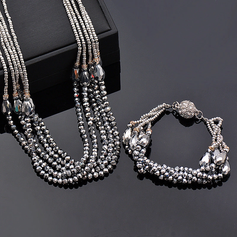 Wholesale Rhinestone Magnetic Clasp Teardrop-shaped Crystal Bracelet Necklace