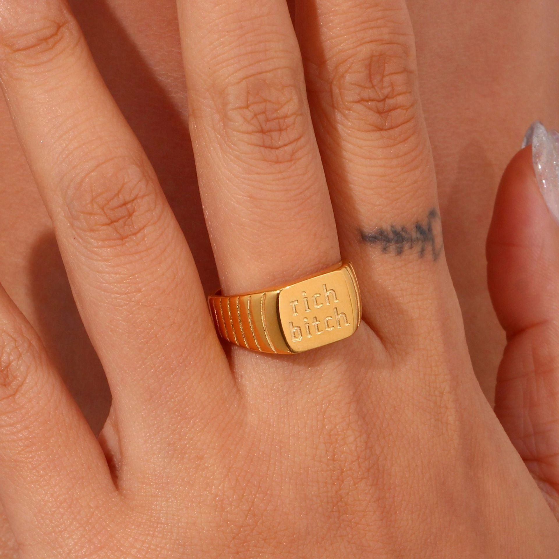 Wholesale RICHBITCH English Stainless Steel Ring