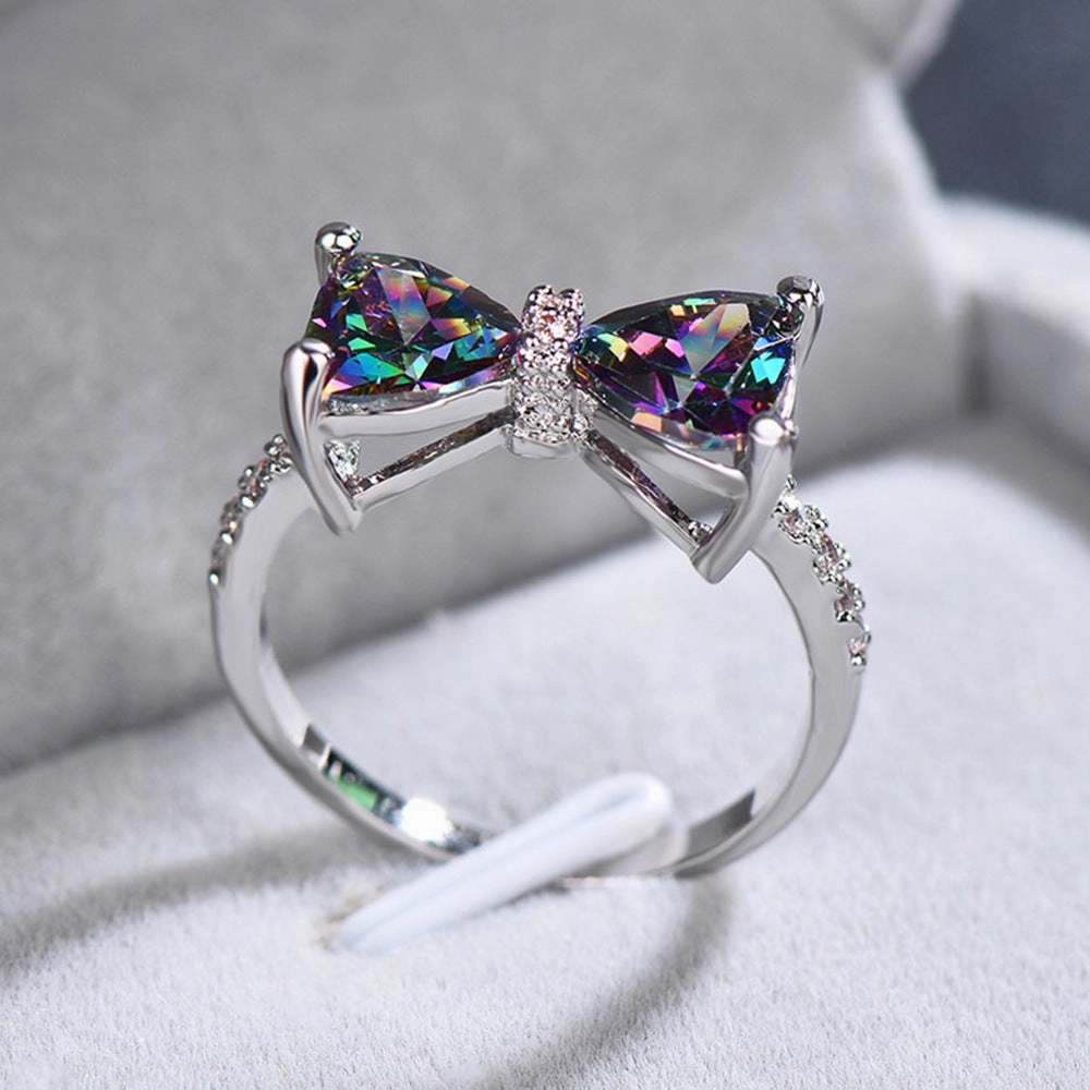 Wholesale Ring Bow Zircon Copper OLY-RS-CaoS006