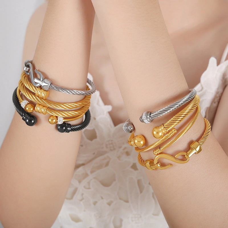 Wholesale Ring Light Luxury Colorless Titanium Steel Bracelet