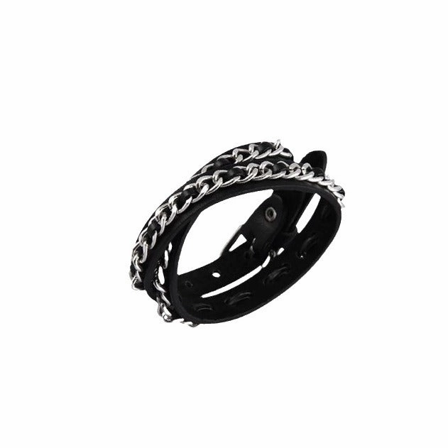 Wholesale Rivet Subculture Star Pure Leather Bracelet