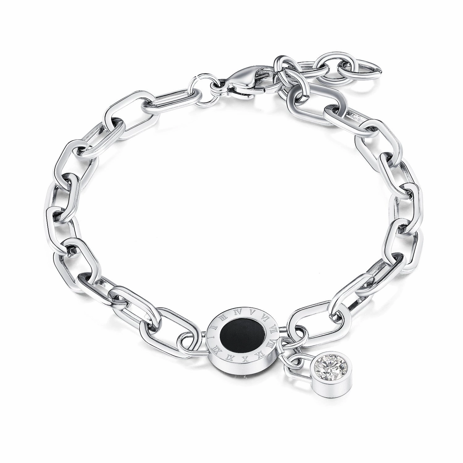 Wholesale Roman Numeral Diamond Titanium Steel Bracelet