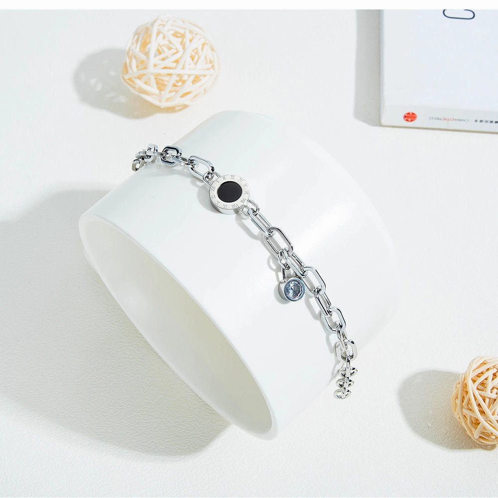 Wholesale Roman Numeral Diamond Titanium Steel Bracelet