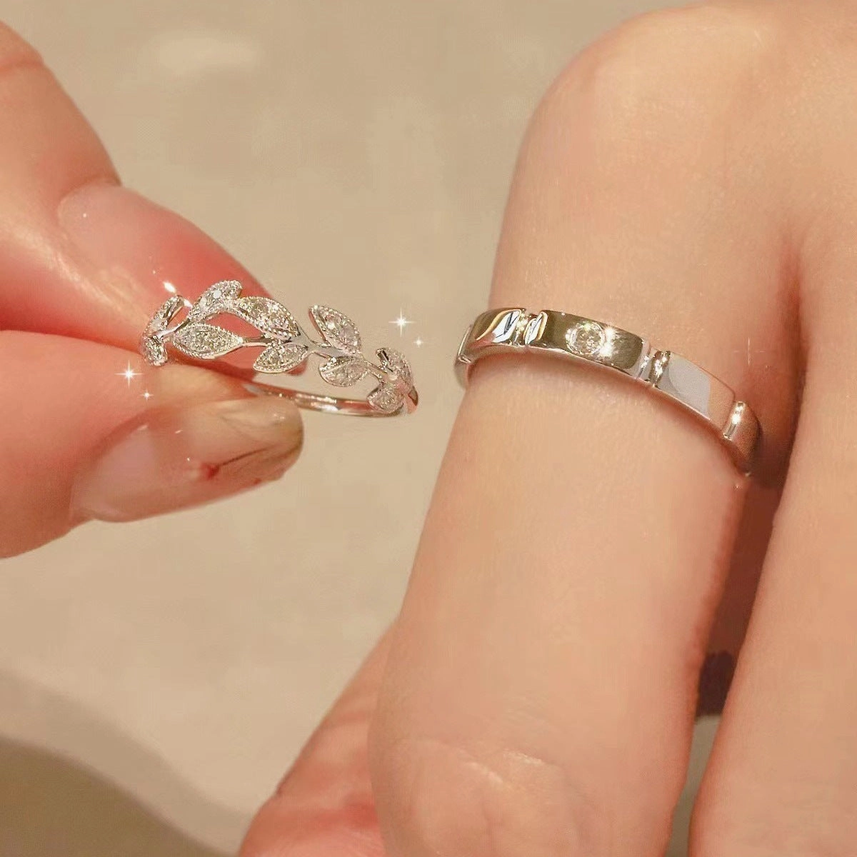 Wholesale romantic encounter couple ring sterling silver pair of light luxury niche men and women ring wedding ring Valentine's Day gift