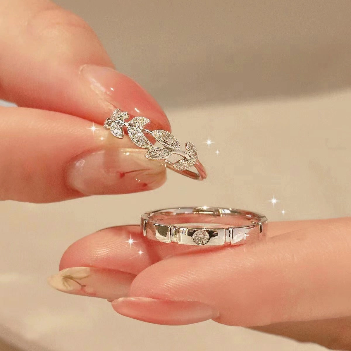 Wholesale romantic encounter couple ring sterling silver pair of light luxury niche men and women ring wedding ring Valentine's Day gift