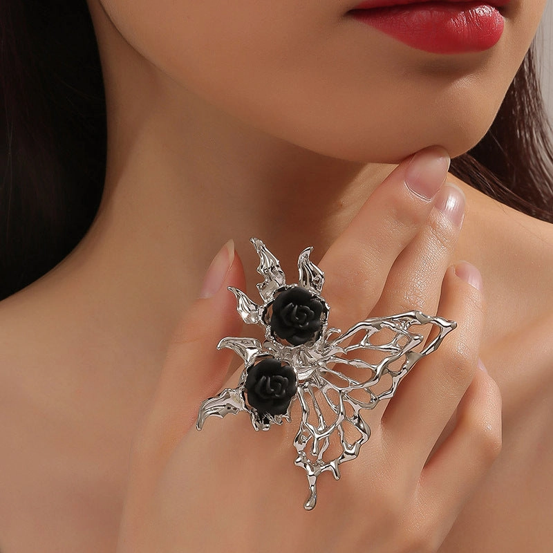 Wholesale Rose Butterfly Open Adjustable Ring