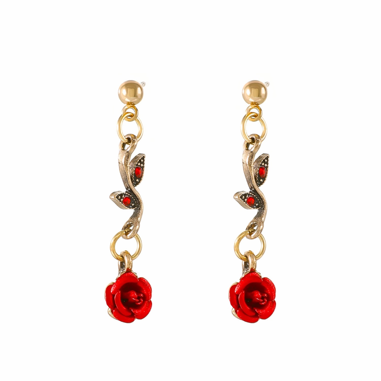 Wholesale Rose Flower Set Personality Elegant Red Rose Necklace Bracelet