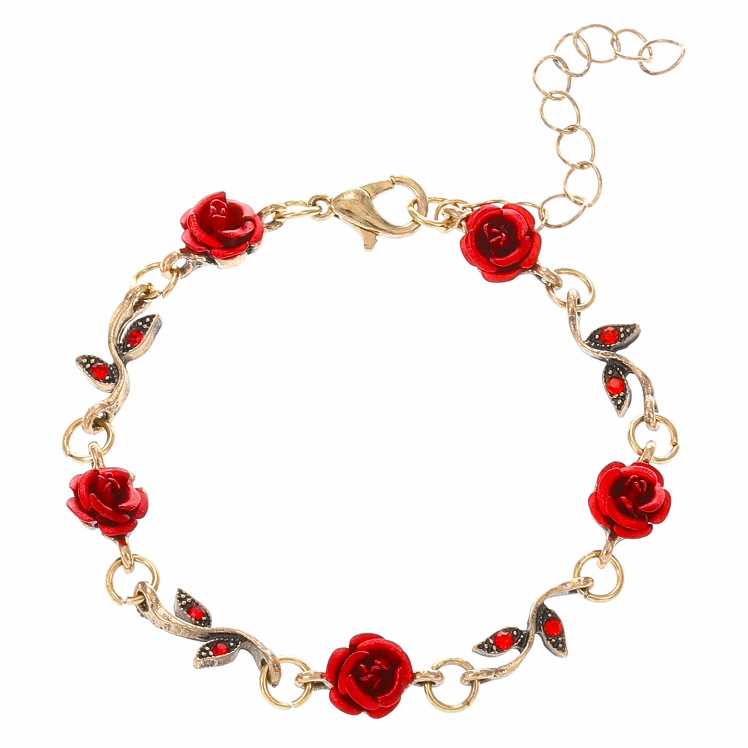 Wholesale Rose Flower Set Personality Elegant Red Rose Necklace Bracelet