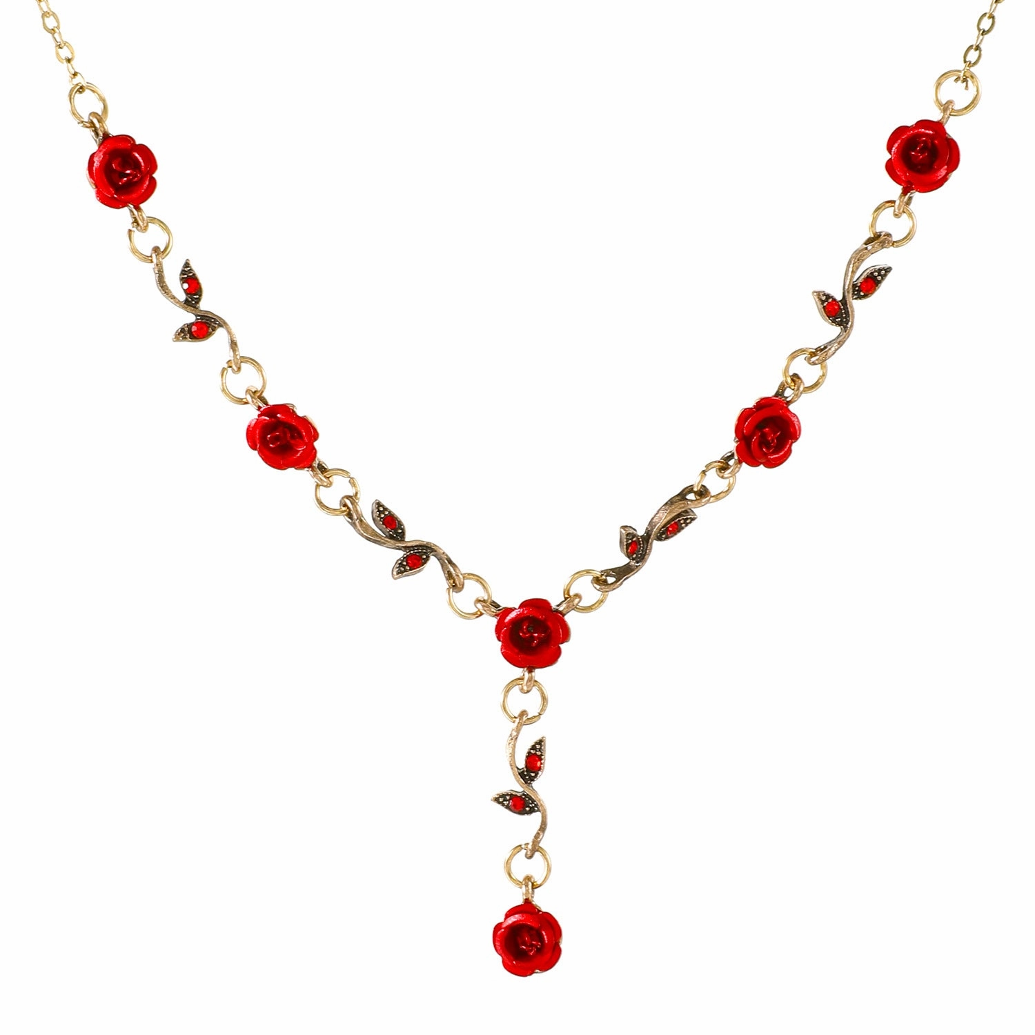 Wholesale Rose Flower Set Personality Elegant Red Rose Necklace Bracelet