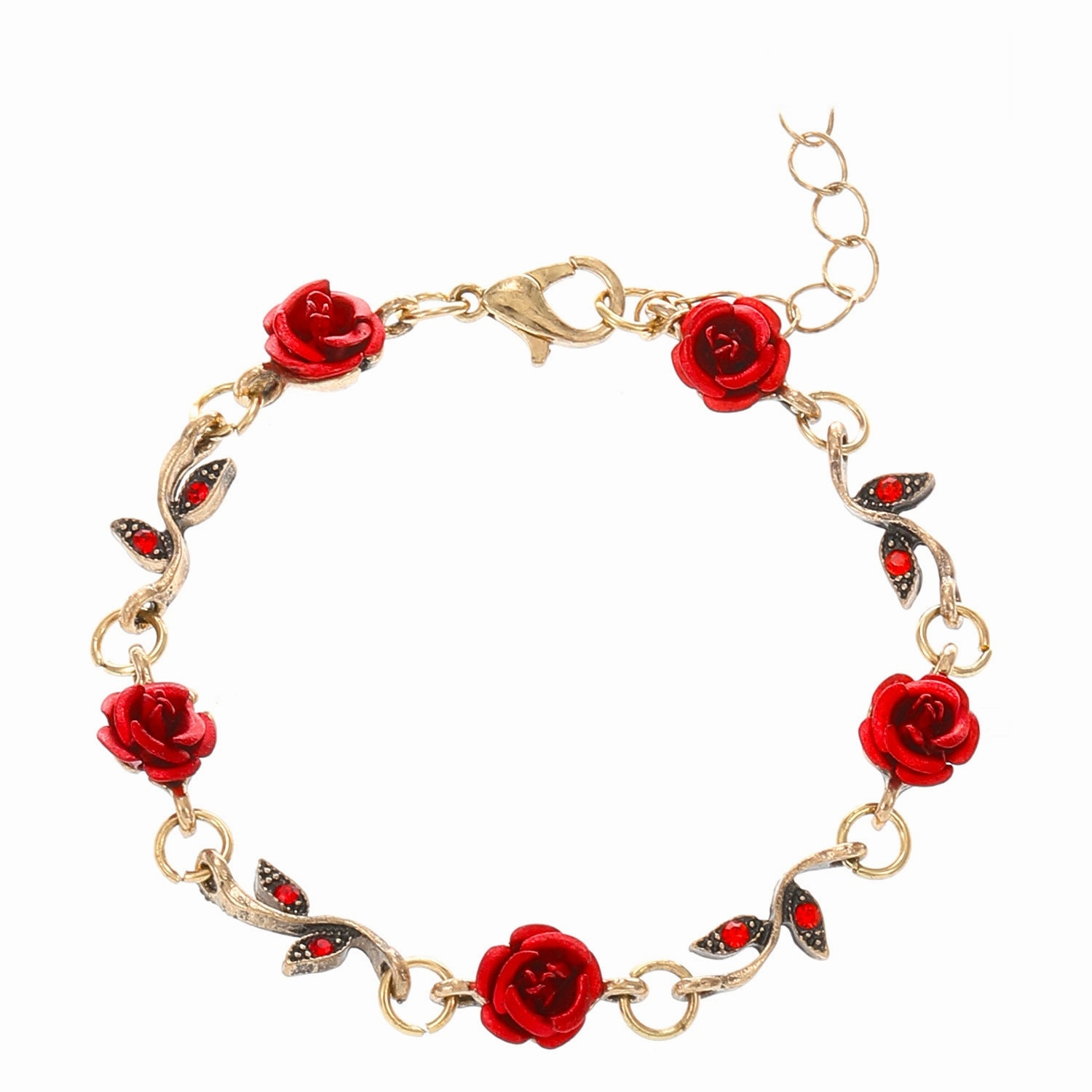Wholesale Rose Flower Set Personality Elegant Red Rose Necklace Bracelet