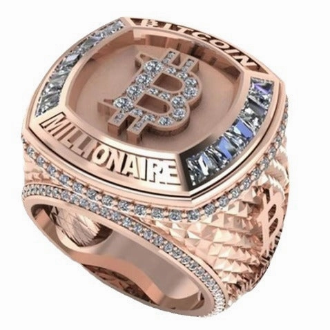 Wholesale Rose gold letter B commemorative full diamond ring
