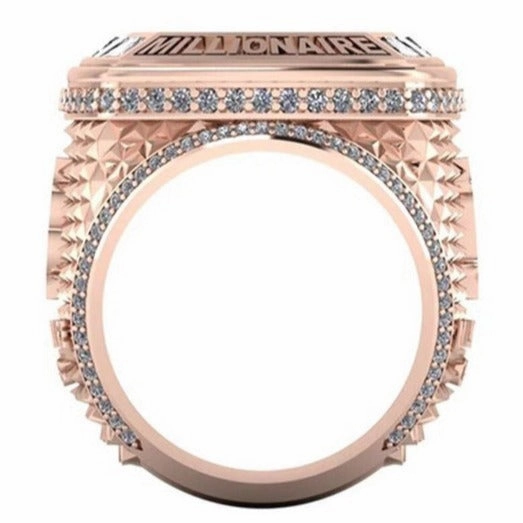 Wholesale Rose gold letter B commemorative full diamond ring