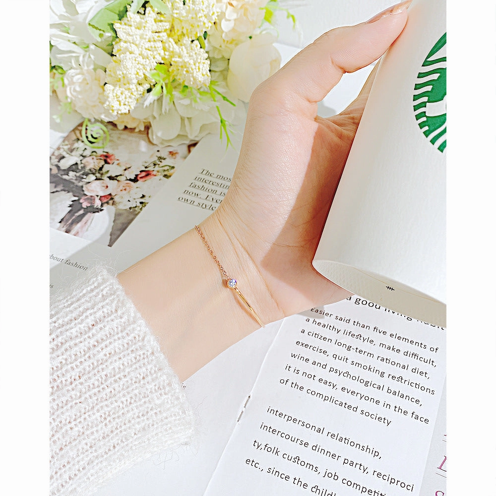 Wholesale Rose Gold Stainless Steel Bracelet with Zircon
