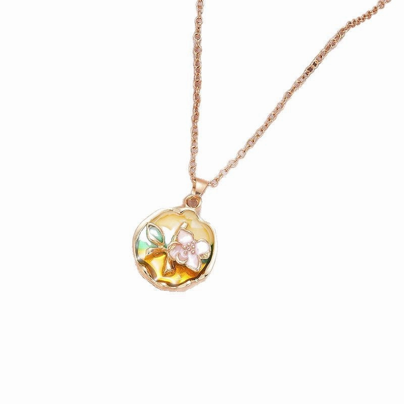Wholesale Rose oil painting colored pearls colored necklace clavicle chain