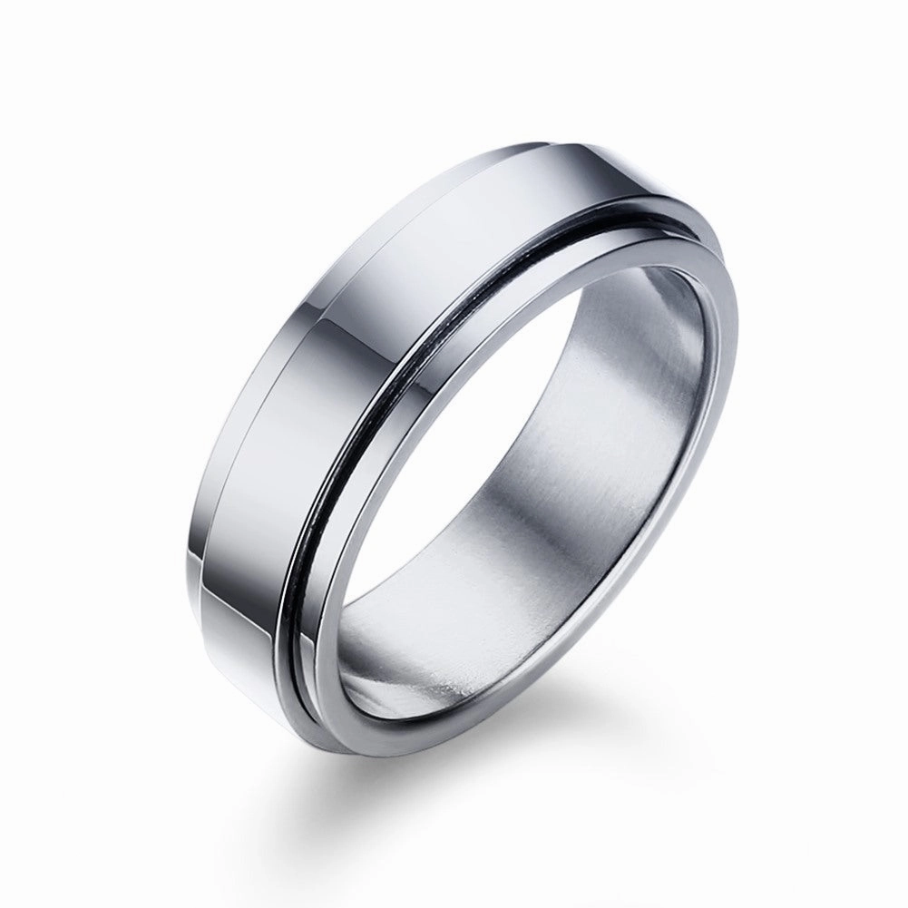 Wholesale Rotatable Stainless Steel Couple Gold Rotating Smooth Plain Ring