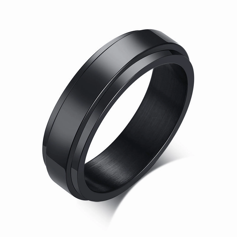 Wholesale Rotatable Stainless Steel Couple Gold Rotating Smooth Plain Ring