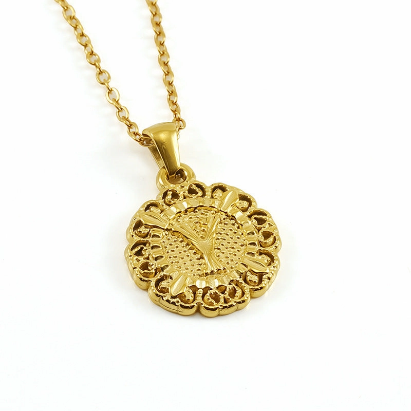 Wholesale Round 26 letter necklace pendant clavicle chain