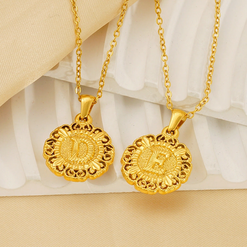 Wholesale Round 26 letter necklace pendant clavicle chain