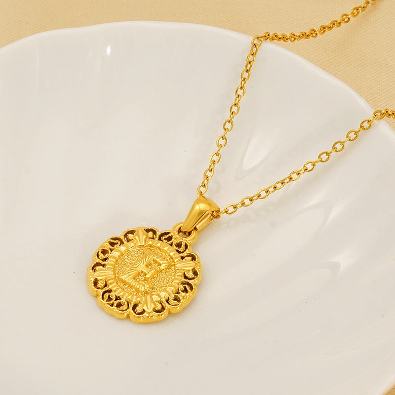 Wholesale Round 26 letter necklace pendant clavicle chain
