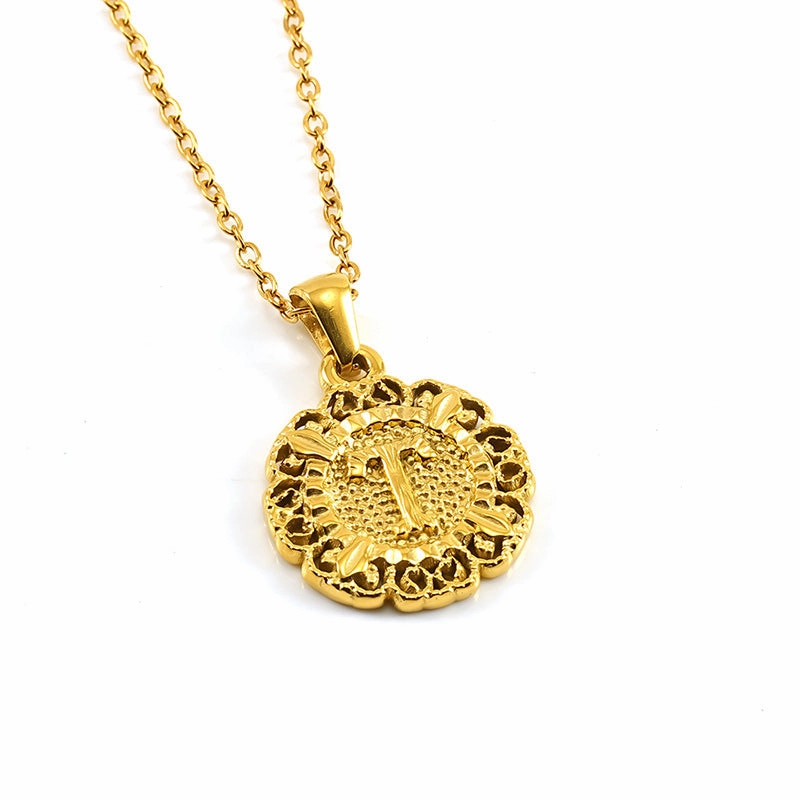 Wholesale Round 26 letter necklace pendant clavicle chain