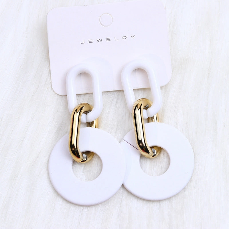 Wholesale Round Hollow Spray Painted Acrylic Earrings