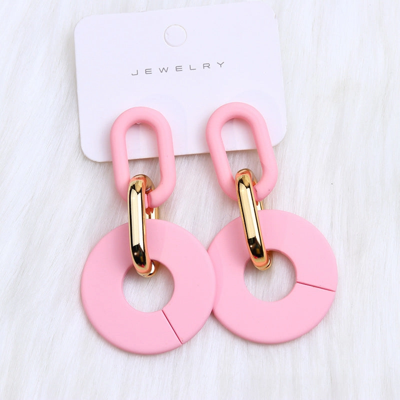 Wholesale Round Hollow Spray Painted Acrylic Earrings
