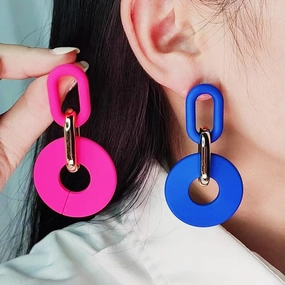 Wholesale Round Hollow Spray Painted Acrylic Earrings