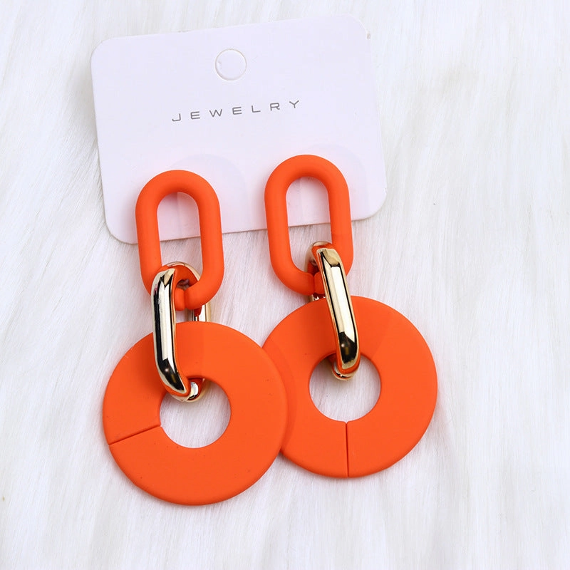Wholesale Round Hollow Spray Painted Acrylic Earrings
