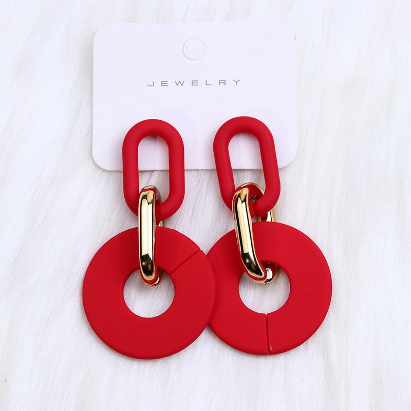 Wholesale Round Hollow Spray Painted Acrylic Earrings