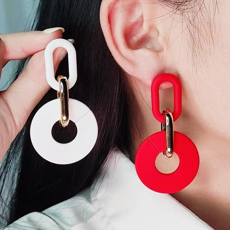 Wholesale Round Hollow Spray Painted Acrylic Earrings