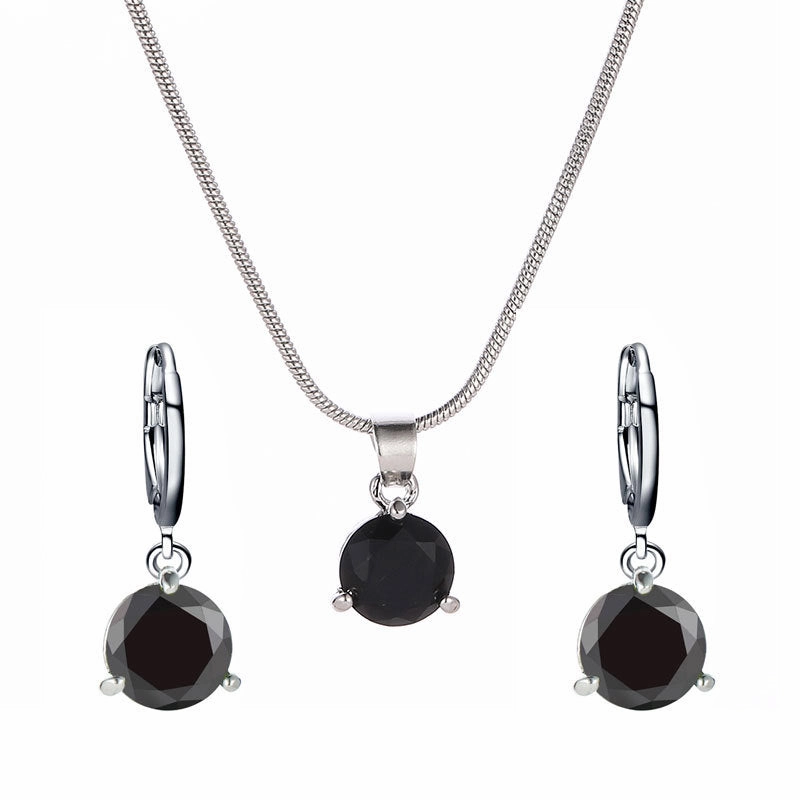 Wholesale Round Multicolor Zircon Necklace and Earring Jewelry Set