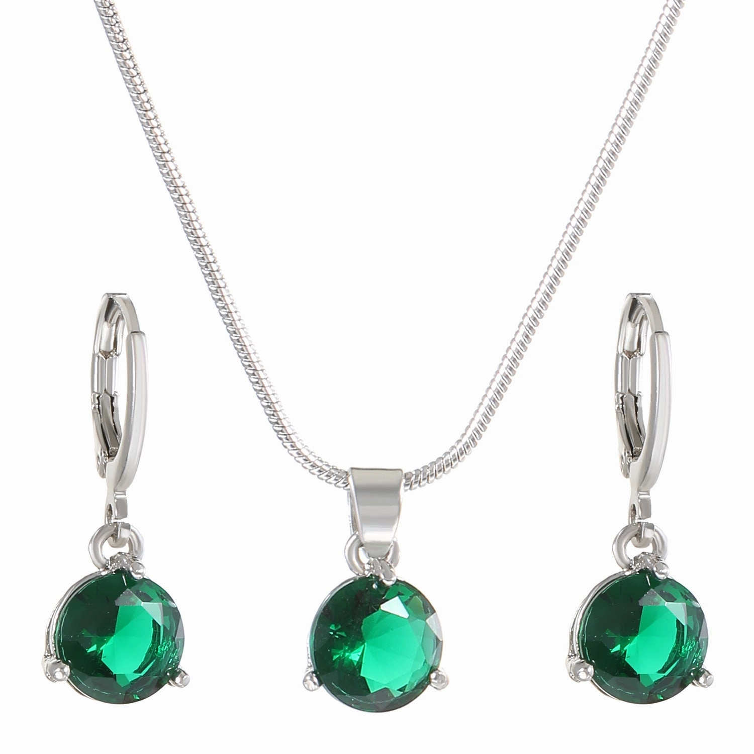 Wholesale Round Multicolor Zircon Necklace and Earring Jewelry Set