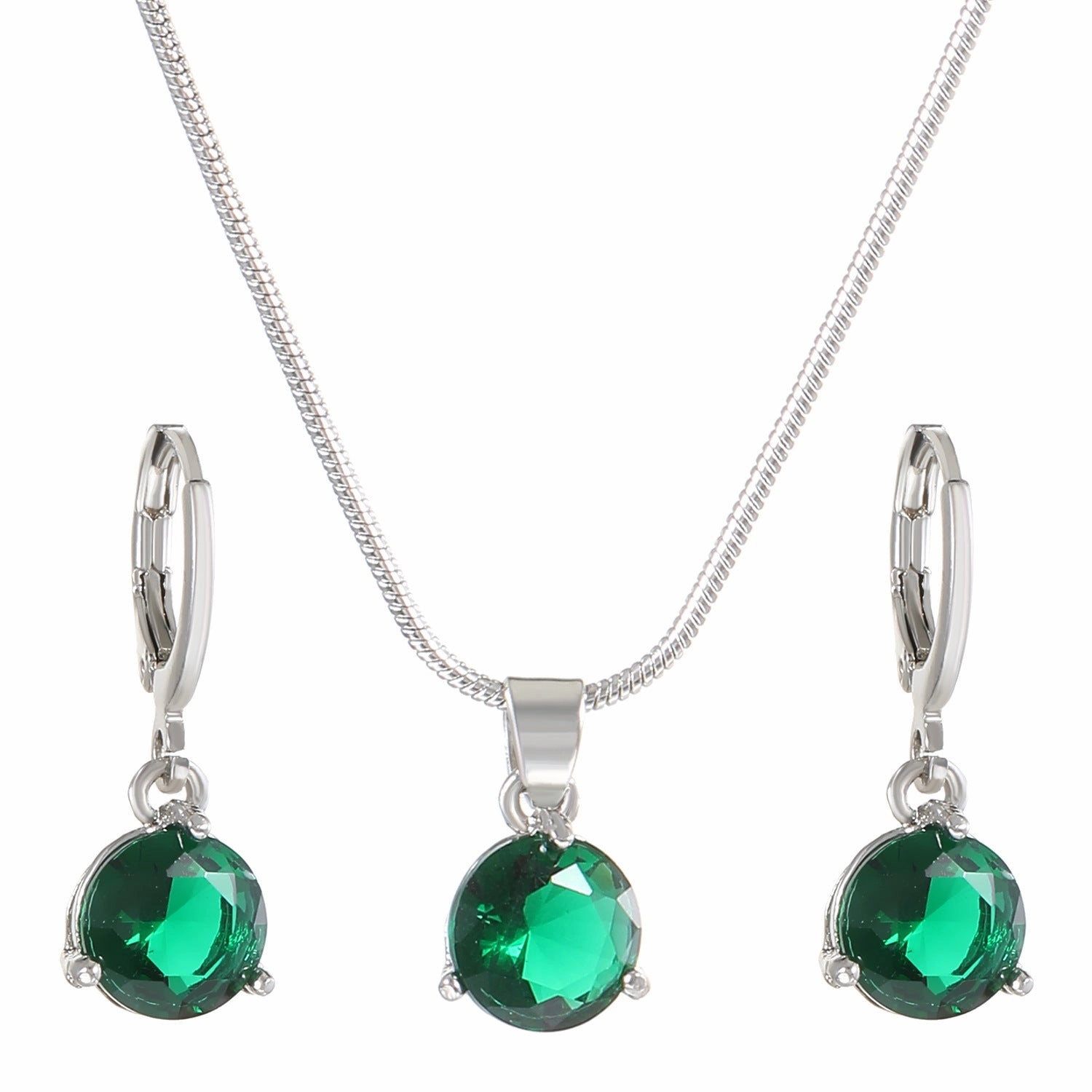 Wholesale Round Multicolor Zircon Necklace and Earring Jewelry Set