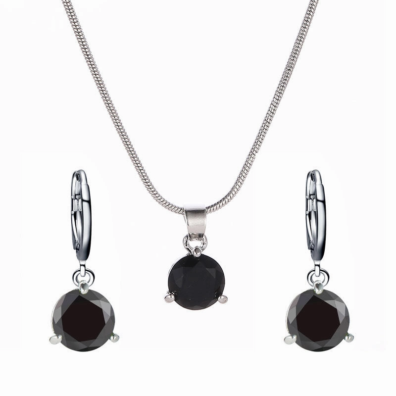 Wholesale Round Multicolor Zircon Necklace and Earring Jewelry Set