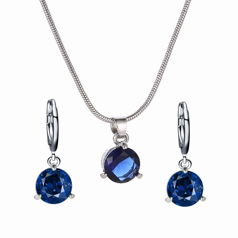 Wholesale Round Multicolor Zircon Necklace and Earring Jewelry Set