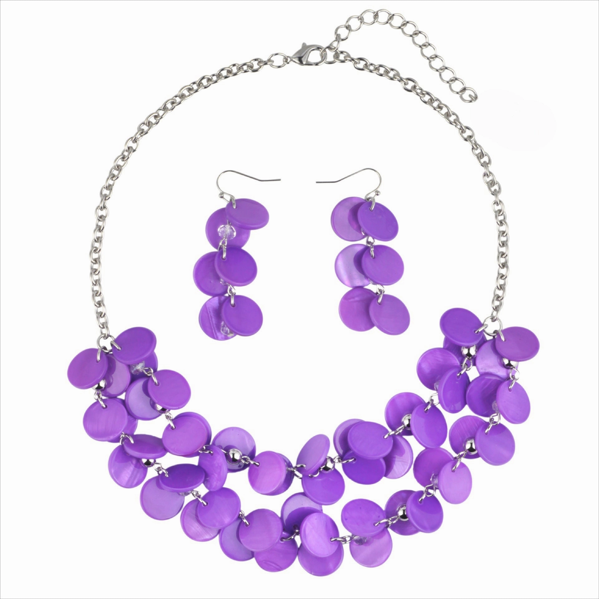 Wholesale Round Natural Shell Dyed Earrings Necklace