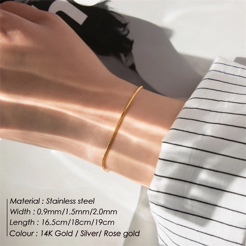 Wholesale Round Snake Chain Stainless Steel Gold Plated Versatile Bracelet