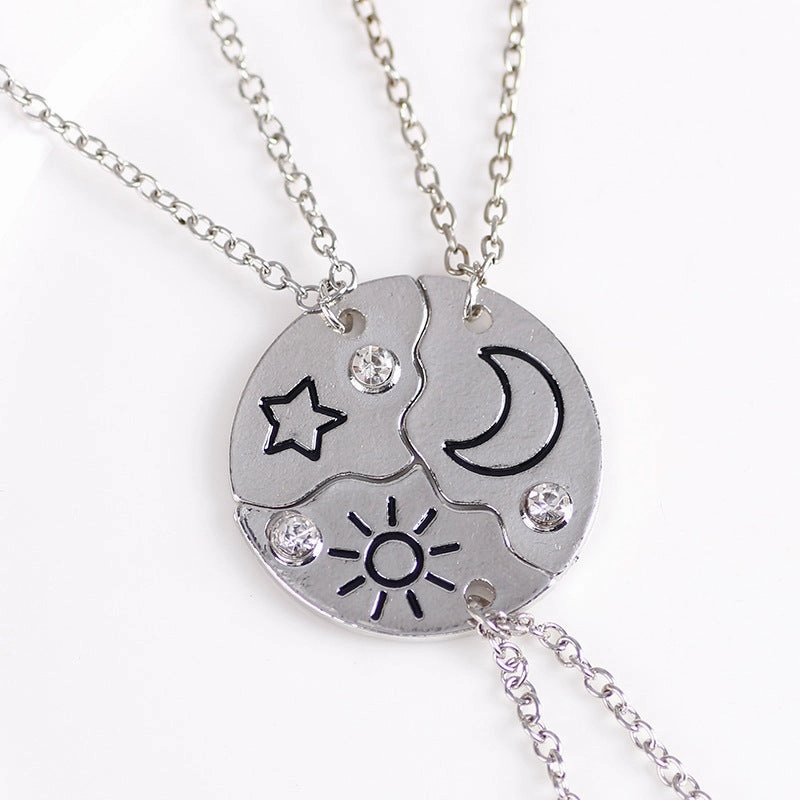 Wholesale Round Splicing Sun Moon Star Series Necklace Clavicle Chain