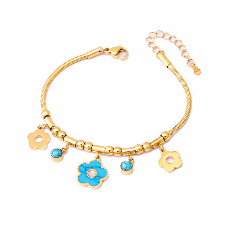 Wholesale Round Tube Five-pointed Star Necklace Turquoise Clavicle Pendant Long Tassel Earrings Bracelet Set