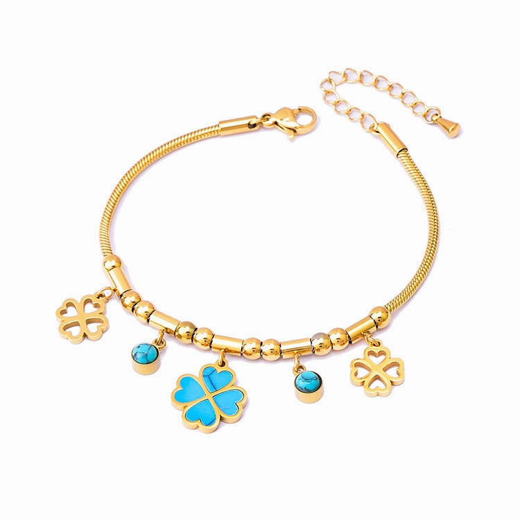 Wholesale Round Tube Five-pointed Star Necklace Turquoise Clavicle Pendant Long Tassel Earrings Bracelet Set
