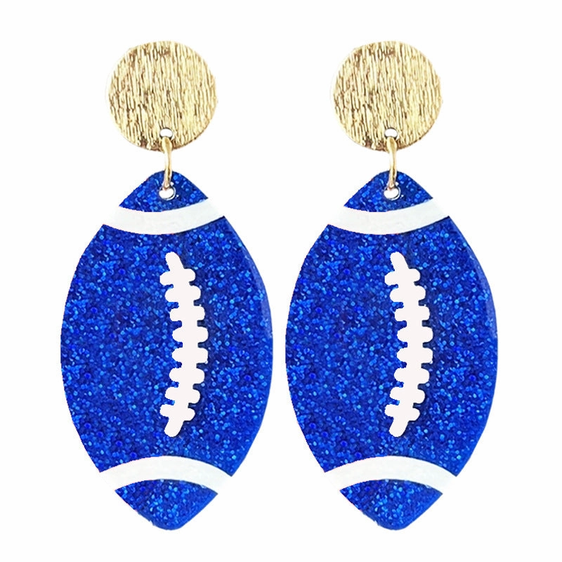Wholesale Rugby football color-blocking shiny acrylic earrings