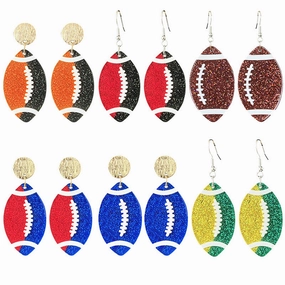 Wholesale Rugby football color-blocking shiny acrylic earrings