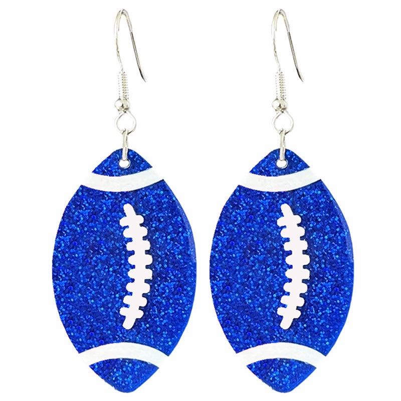 Wholesale Rugby football color-blocking shiny acrylic earrings